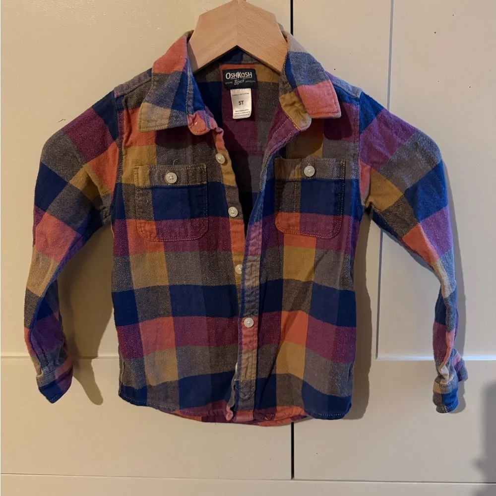 OshKosh B'gosh Plaid Button-Down Shirt in Blue, Pink, Yellow